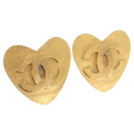 Orecchini Cuore CHANEL Metallo Tono Oro CC Auth 197921M Altro