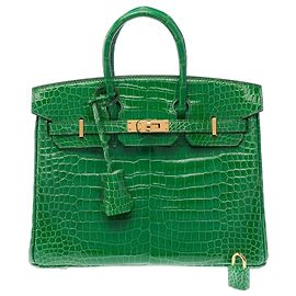 Hermès Borsa HERMES Birkin 25 in Pelli esotiche Verde - 103879 Verde