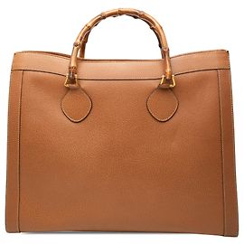 Tote Gucci em couro de bezerro marrom com bambu Marrom