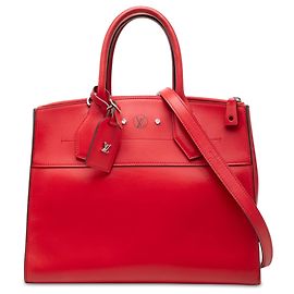 Sac City Steamer MM Louis Vuitton en cuir rouge Rouge