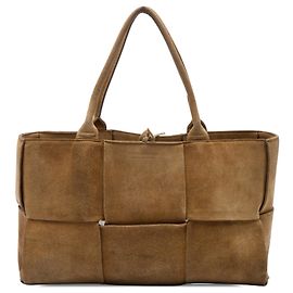 Sac cabas Bottega Veneta Medium Suede Maxi Intrecciato Arco Marron Marron