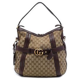 Bolso Running Satchel Gucci Medium de lona GG beige Beige