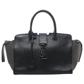Borsa Saint Laurent Paris Downtown Cabas in pelle e borchie Nera 481909 Nero