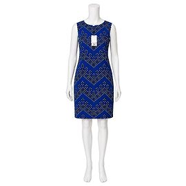 Diane von Furstenberg Sofia Chevron Dots Blue Kleid Schwarz Weiß Blau