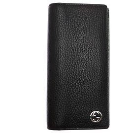 Gucci Langbrieftasche aus schwarzem Leder mit Interlocking G Schwarz