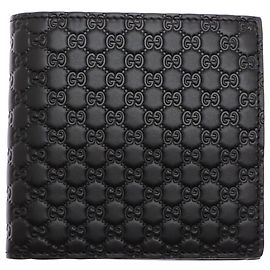 Gucci Black Leather Bi-Fold Wallet Black