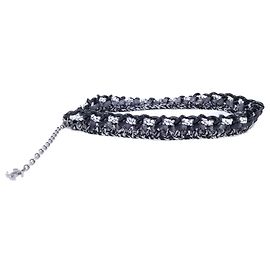 Cinto Chanel de corrente mista preta Preto