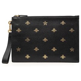Pochette Gucci en cuir de veau noir Bee Star Noir
