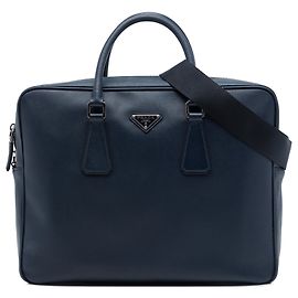 Prada Blue Saffiano Business Bag Blue Navy blue