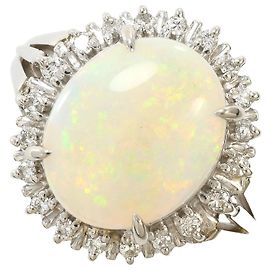 Autre Marque PT900 Platin-Bandring mit Opal und Diamant Andere