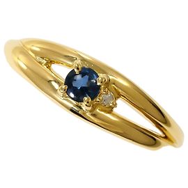 Autre Marque 18K Yellow Gold Band Ring with Sapphire and Diamond Golden