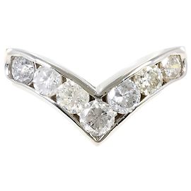 Autre Marque Platinum 900 Band Ring with Diamond Other