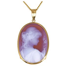 Autre Marque Halskette aus 18K Gelbgold mit Stein-Cameo Golden