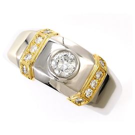 Autre Marque 18K Yellow Gold and Platinum Band Ring with Diamond Golden Other