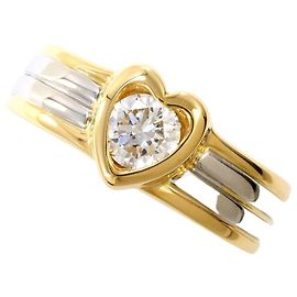 Autre Marque 18K Yellow Gold and Platinum Band Ring with Diamond Golden Other
