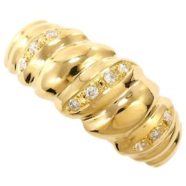 Autre Marque 18K Yellow Gold Band Ring with Diamond Golden