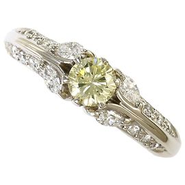 Autre Marque Platinum 900 Band Ring with Yellow Diamond Other
