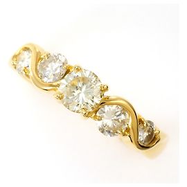 Autre Marque 18K Yellow Gold Band Ring with Diamonds Golden Yellow