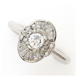 Autre Marque Platinum Band Ring with Diamond Other