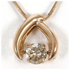 Autre Marque Colar em ouro rosa 18K com diamante castanho Marrom Dourado