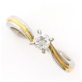 Autre Marque Platinum and Yellow Gold Band Ring with Diamond Golden Other