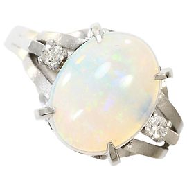 Autre Marque Platin-Bandring mit Opal und Diamant Andere