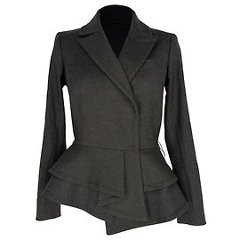 Oscar De La Renta Peplum Blazer aus grauer Wolle Grau