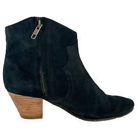Isabel Marant Dicker Ankle Boots in Black Suede  Black