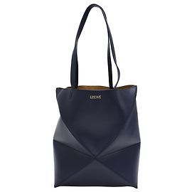 Loewe Puzzle Fold Tote Bag in Black Leather Black