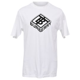 Camiseta de algodón blanco con estampado gráfico del logotipo de Burberry Blanco