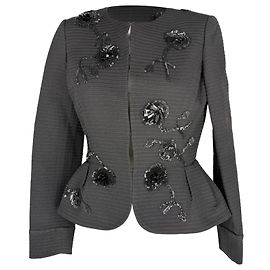 Oscar De La Renta Embellished Evening Jacket in Grey Acetate Grey