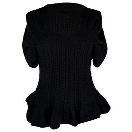 Pull en maille torsadée Oscar De La Renta en cachemire noir Noir