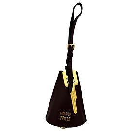 Miu Miu Trick Pelle Bag Charm in pelle marrone Marrone Rosso