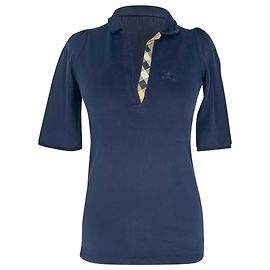 Polo Burberry Brit con scollo a V in cotone blu navy Blu Blu navy