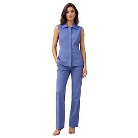 Autre Marque C'est Comme Ça Completo Gilet e Pantalone Blu Pervinca Taglia 44 IT Blu