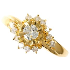Autre Marque 18K Yellow Gold Band Ring with Diamond Golden