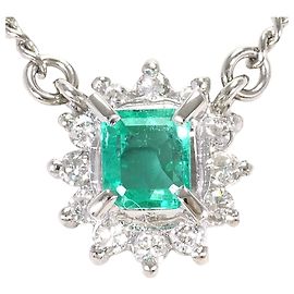 Autre Marque Platin-Halskette mit Diamant und Smaragd Andere