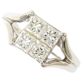 Autre Marque Platinum Band Ring with Diamond Other