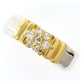 Autre Marque 18K Yellow Gold and Platinum Band Ring with Diamond Golden Other