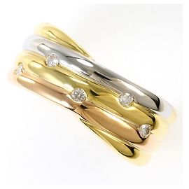 Autre Marque 18K Gold and Platinum Band Ring with Diamond Golden Other