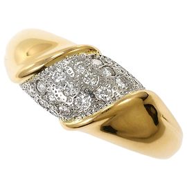 Autre Marque Anel aliança em platina e ouro amarelo com diamante Dourado Outro