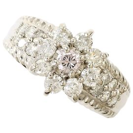 Autre Marque Platinum Band Ring with Pink Diamonds Other