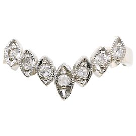 Autre Marque Platinum Band Ring with Diamond Other