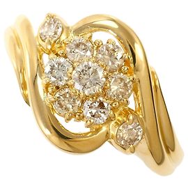 Autre Marque 18K Yellow Gold Band Ring with Diamond Golden