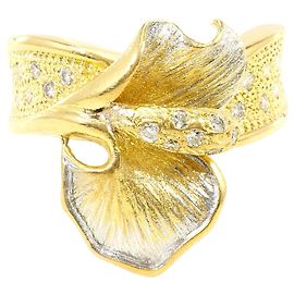 Autre Marque Anel aliança em ouro 18K com diamante Dourado