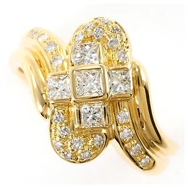 Autre Marque 18K Yellow Gold Band Ring with Diamond Golden