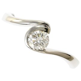 Autre Marque Platinum Band Ring with Diamond Other