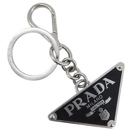 Porte-clés Triangle PRADA métal Silver Auth 201017A Argenté