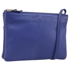 Céline Borsa a tracolla CELINE Trio in pelle blu e oro Auth 198751 Blu D'oro