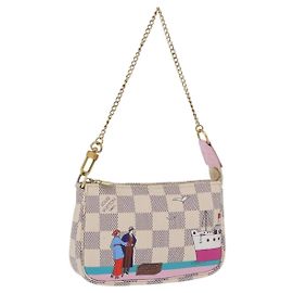 LOUIS VUITTON Damier Azur Mini Pochette Accessoires Pouch N41669 LV Auth 200052V Otro